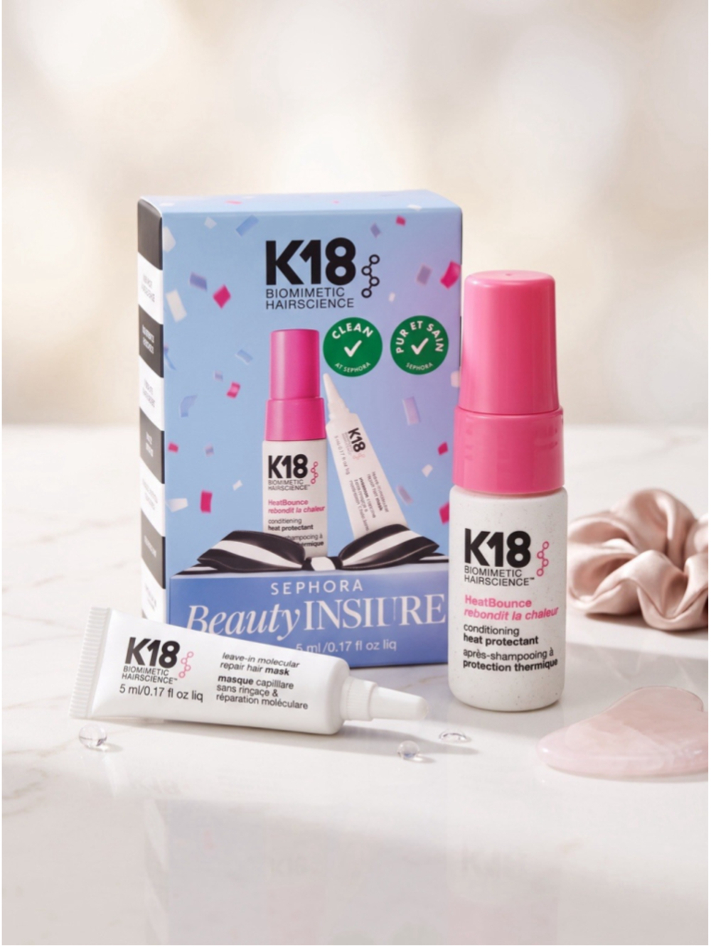 K18 Sephora Beauty Insider Set HeatBounce 15mL + Repair Hair Mask 5mL New